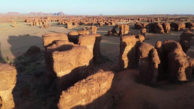 Ennedi desert in Chad at sunset drone video