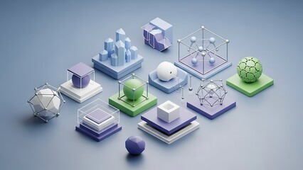 Geometric shapes and molecular structures on a flat surface