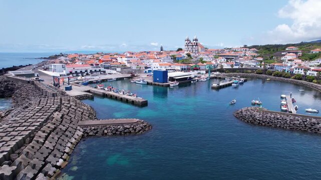 AZORES - 11.3.2025 - Incredible aerial footage approaching a waterfront parish on the Azores' Terceira Island.