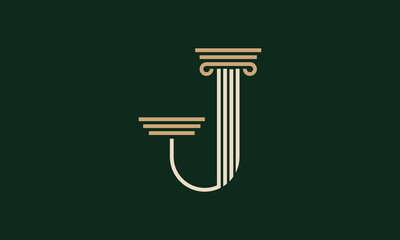 Letter J pillar monogram logo design