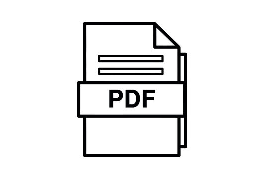 A simple black and white line icon of a pdf document file