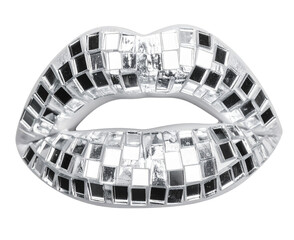 Realistic Disco Ball Lips Isolated for Collage, Scrap Booking, Party Designs