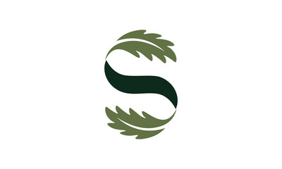 Letter S leaves monogram logo design