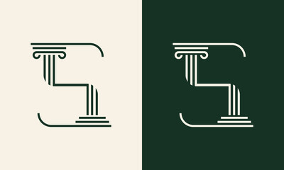 Letter S pillar monogram logo design
