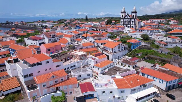 AZORES - 11.3.2025 - Good aerial panorama leading towards a parish on the Azores' Terceira Island.