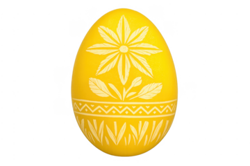 Yellow easter egg with floral white pattern