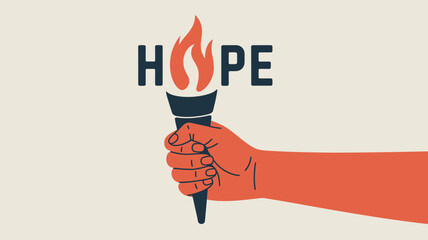 Hand holding torch with hope Vector