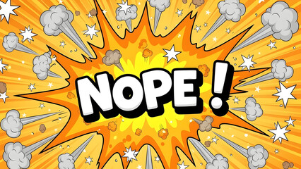 Vibrant comic book style explosion with NOPE text