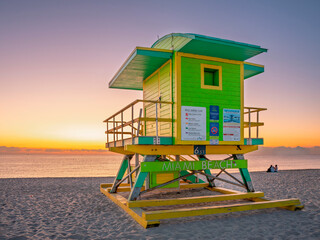 Lifeguard House at Sunrise at the BeachMiami BeachUnited States of America, USA