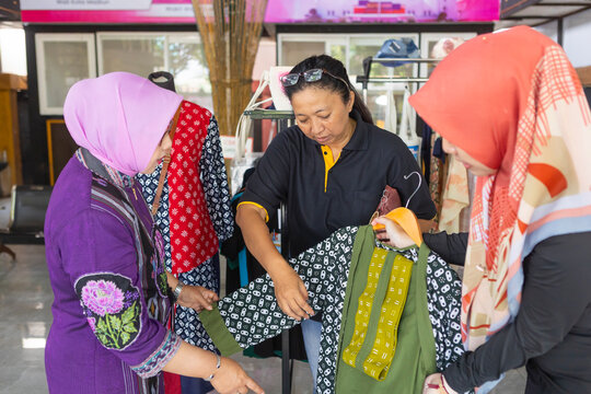Traditional batik shopping at a local market