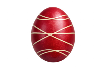 Red easter egg with festive ribbon pattern