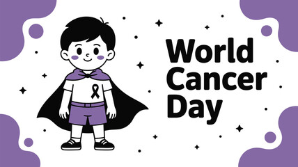 Young boy celebrates world cancer day Vector