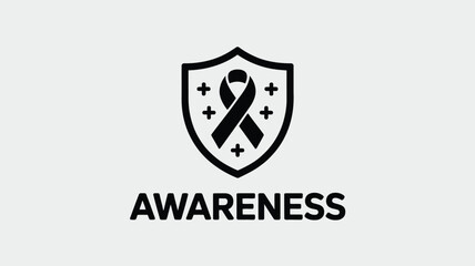 Shield emblem with awareness ribbon Vector