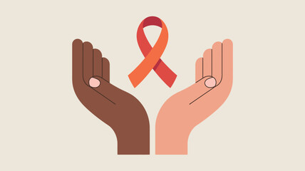 Hands holding ribbon Vector