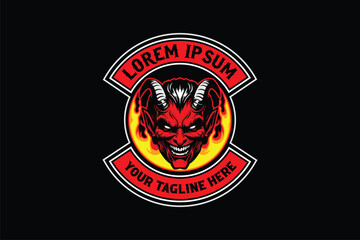 devil's head with fire illustration vector template