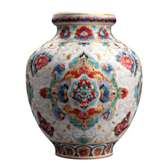 Ornate Vase with Floral Patterns in Vibrant Colors and Intricate Details for Home Decor