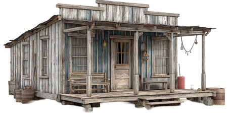 Old Western Wooden House with Porch