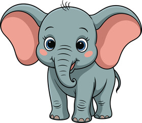 Obraz premium Cute baby elephant illustration on white background