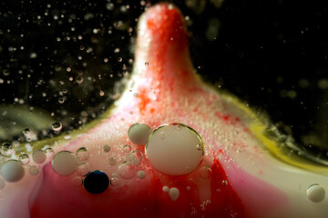 Abstract art of colorful bubbles in motion