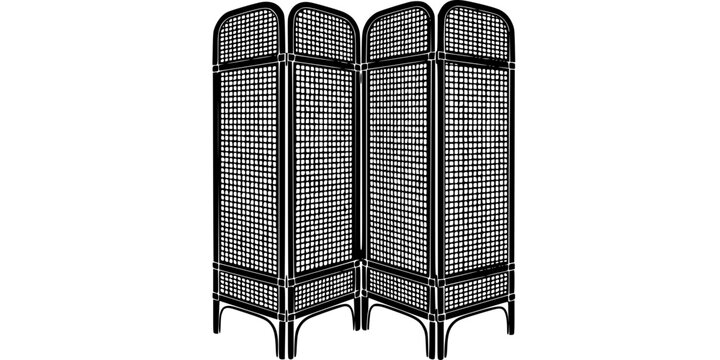 Rattan Room Divider Folding Screen Decor Silhouette