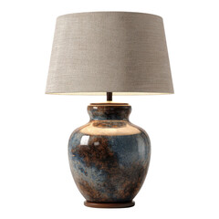 Ceramic Table Lamp with Beige Shade in Earthy Tones and Soft Lighting for Home Decor