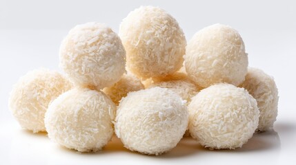 White coconut truffles: delicious sweet dessert balls coated in shredded coconut.