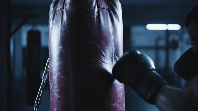 Boxer's Training Regimen: Shadowboxing and Punching Bag Drills in a Moody Boxing Gym
