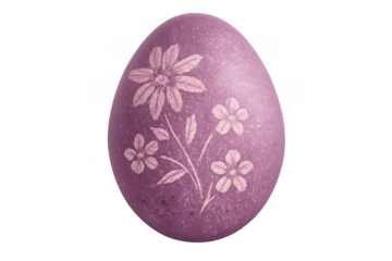 Easter egg displaying floral pattern on transparent background