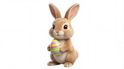 Obraz premium Easter bunny holding colorful egg