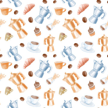 Seamless dense coffee bean pattern for cafe floor or wall wallpaper