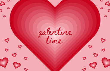 Valentine Day Hand-Drawn Background with Gradient Love Shapes and Romantic Typography, Soft Red and Pink Color Illustration for Event and Celebration Design