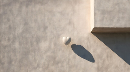 White heart against textured wall in sunlight