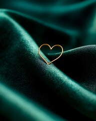 Gold heart shape on green fabric during daytime