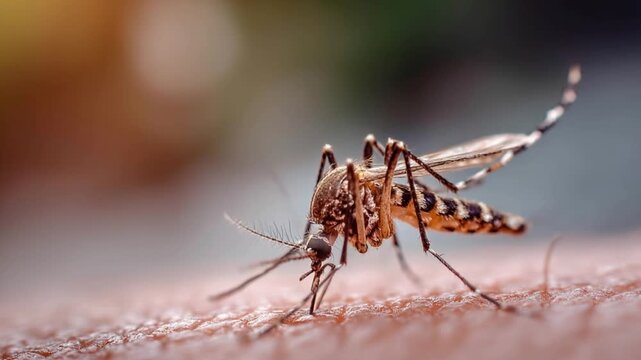 Mosquito biting skin in slow motion
