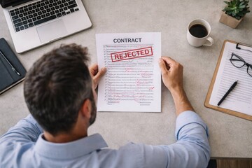Obraz premium Manager Reviewing Important Contract Document