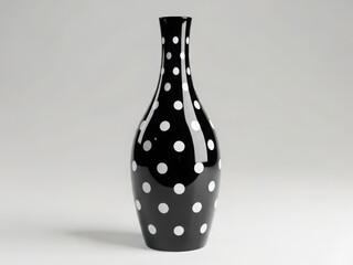 Elegant black and white polka dot vase
