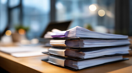 Stack policy manuals documents with visible headings bullet points representing organized comprehensive business procedures guidelines regulatory standards