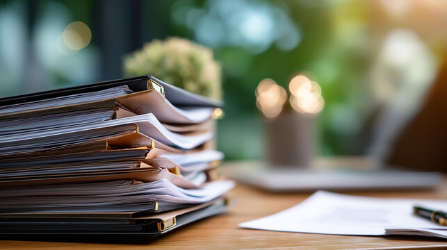 Stack policy manuals documents with visible headings bullet points representing organized comprehensive business procedures guidelines regulatory standards