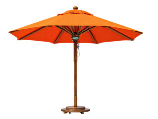 Obraz premium Orange Outdoor Patio Umbrella with Wooden Pole