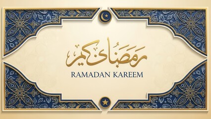 Ramadan Kareem Invitation: A beautifully designed greeting, adorned with intricate geometric patterns and elegant calligraphy, conveying warm wishes. 