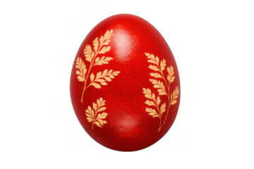 Red easter egg with ornate golden fern design