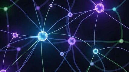 Vibrant network connections glowing in dark space