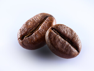 Roasted coffee beans isolated on white background