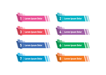 Eight-color stick banner set. Colorful banner concept. Banner interface for business, education, and technology worlds