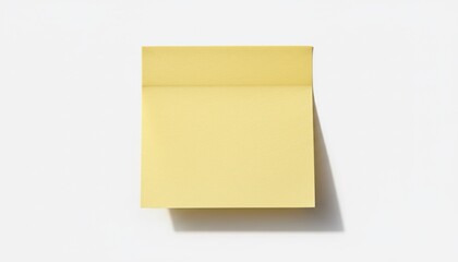 A single square yellow sticky note, casting a shadow, isolated on a white background