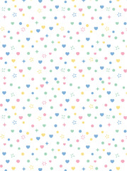 Pastel Hearts Dots Stars Valentine's Day Pattern Design for Background or Wallpaper