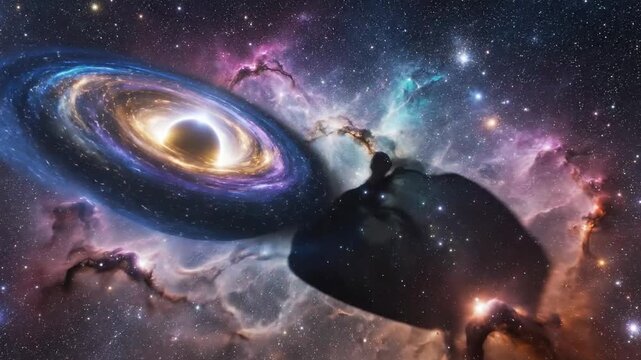 Cosmic spectacle: A visualization of a galactic vortex against a vibrant celestial canvas