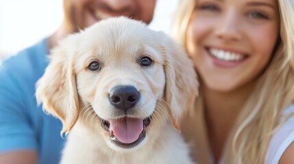 Young couple excited to adopt a puppy from a shelter this weekend