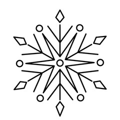 Black Snowflake. Symbol of winter, Christmas, New Year holiday. Black snowflake with beautiful rounded leaves and a flower in the middle. Compass rose snowflake vector illustration
