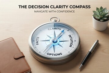 The Decision Clarity Compass as a metaphor for strategic navigation empowering individuals to assess facts options intuition and clarity with confidence and precision